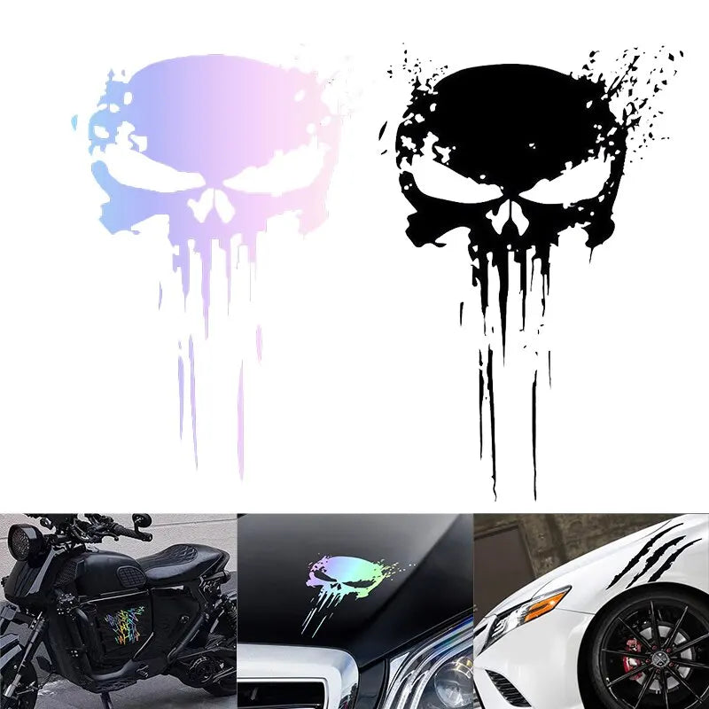 Reflective Black Skull Demon Claw Decal