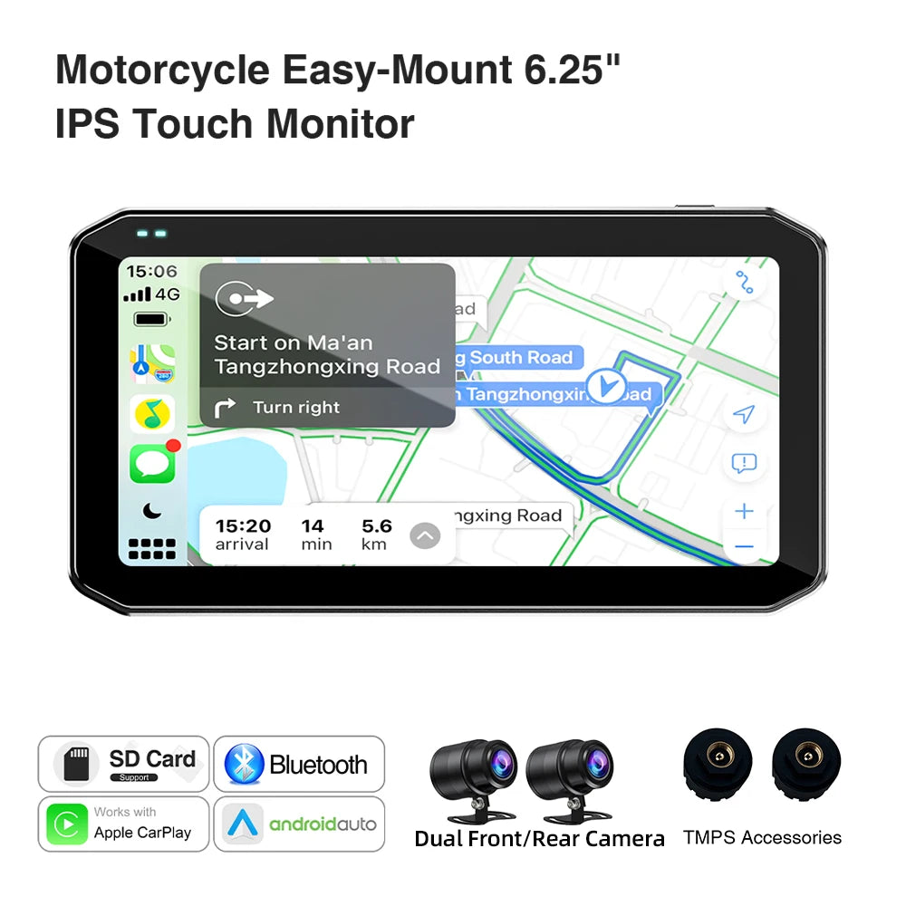 Universal Motorcycle Monitor with CarPlay & Android Auto