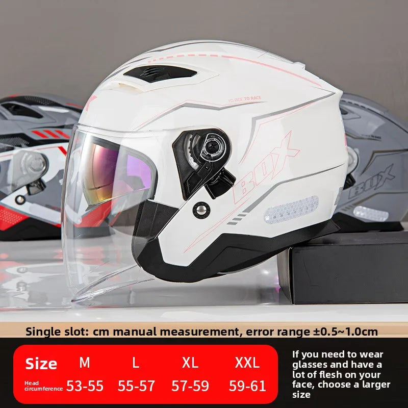 Open Face Motorcycle Helmet with Double Lens
