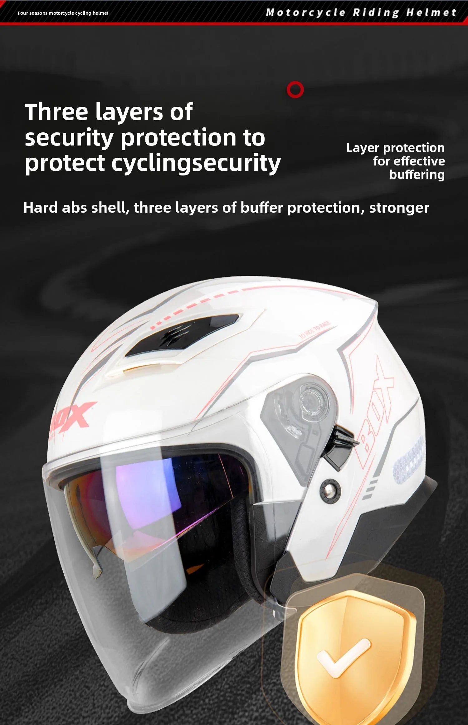 Open Face Motorcycle Helmet with Double Lens