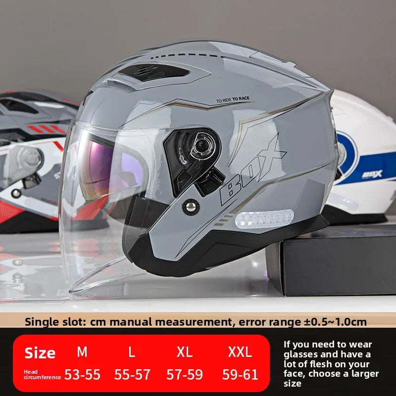 Open Face Motorcycle Helmet with Double Lens