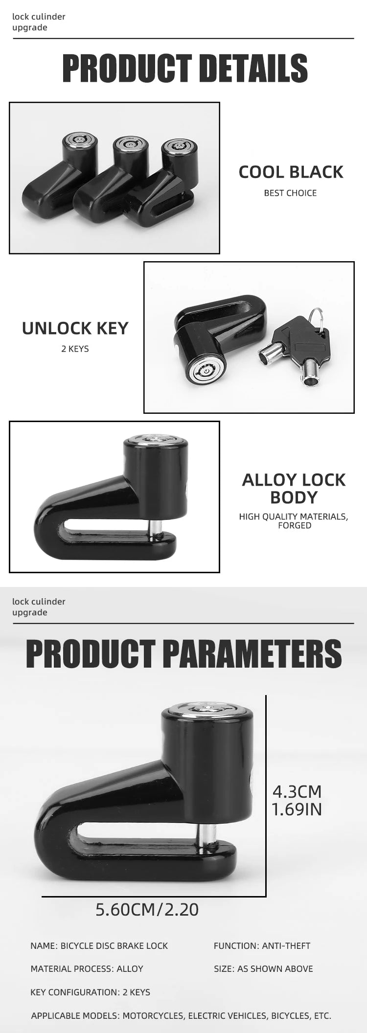 Heavy-Duty Motorcycle Disc Brake Lock