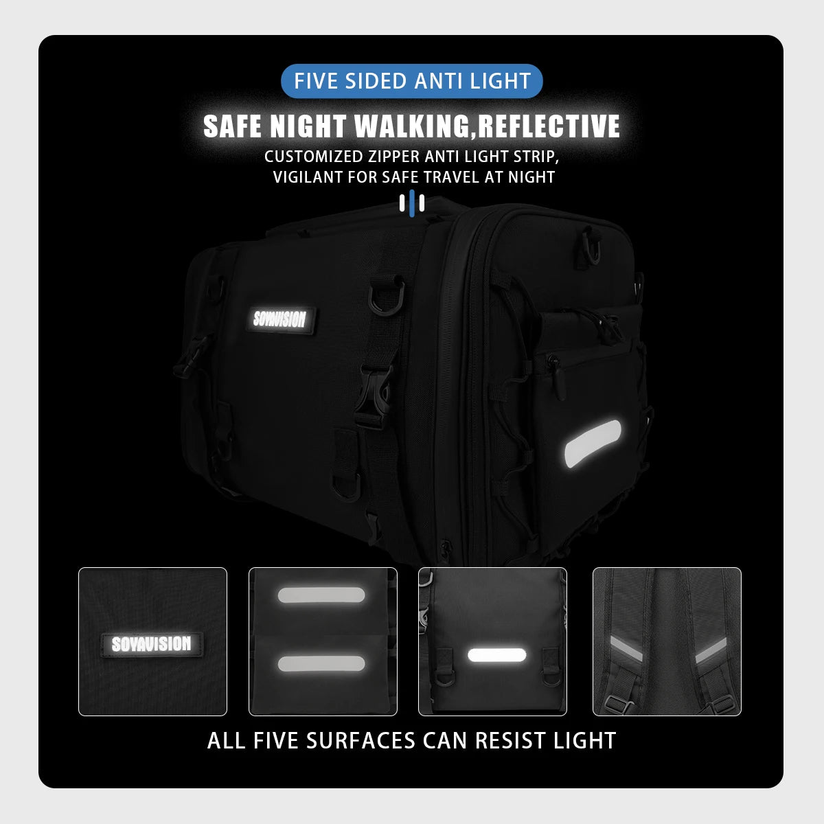 Waterproof Motorcycle Rear Seat Bag 35L-60L Luggage