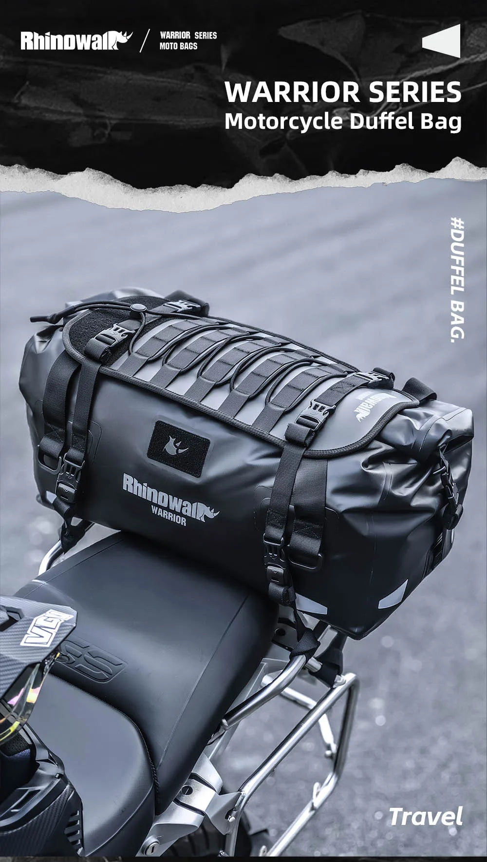 Waterproof Motorcycle Saddle Bag with MOLLE Expansion
