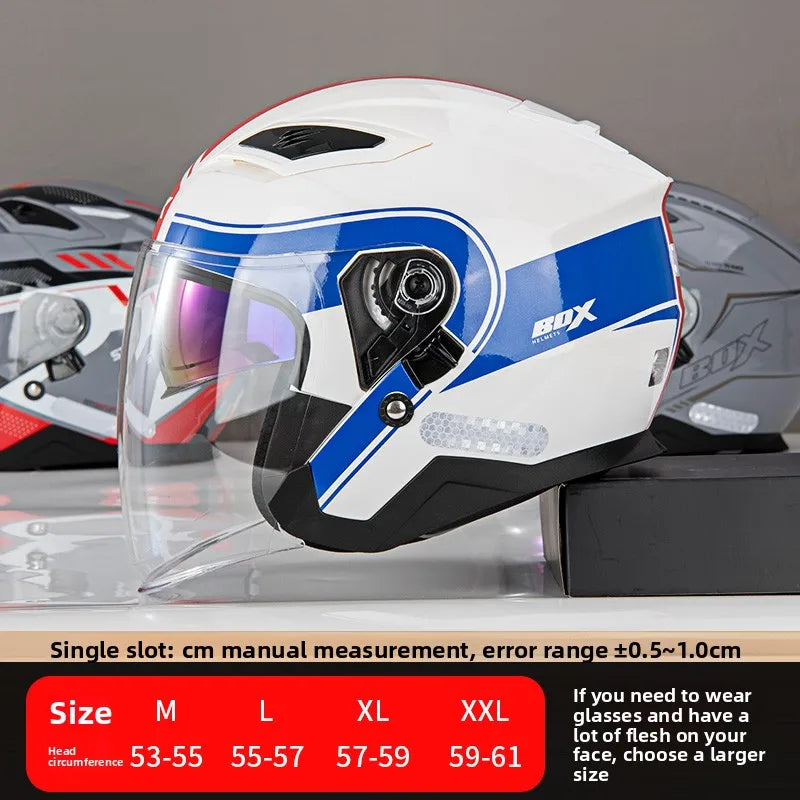 Open Face Motorcycle Helmet with Double Lens