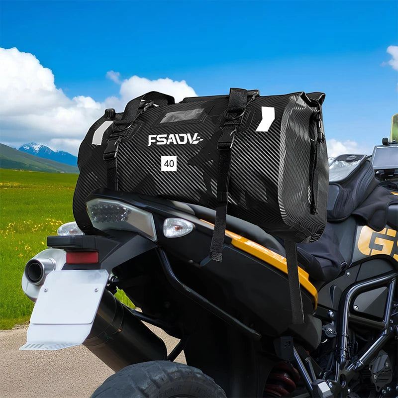 Waterproof Motorcycle Tail Bag - Carbon Black