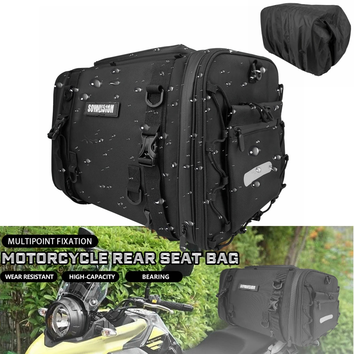 Waterproof Motorcycle Rear Seat Bag 35L-60L Luggage
