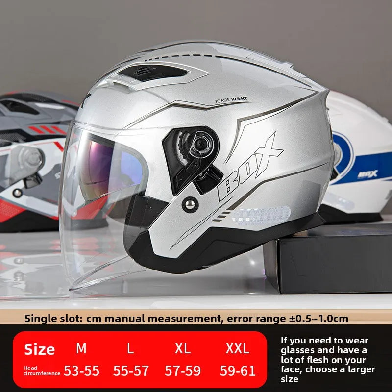 Open Face Motorcycle Helmet with Double Lens